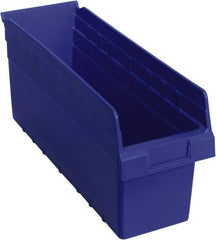 Quantum Storage - 17-7/8" Deep, Blue Polypropylene Hopper Shelf Bin - 8" High x 6-5/8" Wide x 17-7/8" Long - Eagle Tool & Supply