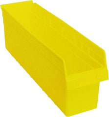 Quantum Storage - 23-5/8" Deep, Yellow Polypropylene Hopper Shelf Bin - 8" High x 6-5/8" Wide x 23-5/8" Long - Eagle Tool & Supply