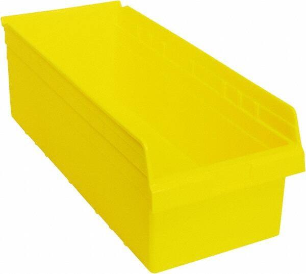 Quantum Storage - 23-5/8" Deep, Yellow Polypropylene Hopper Shelf Bin - 8" High x 11-1/8" Wide x 23-5/8" Long - Eagle Tool & Supply