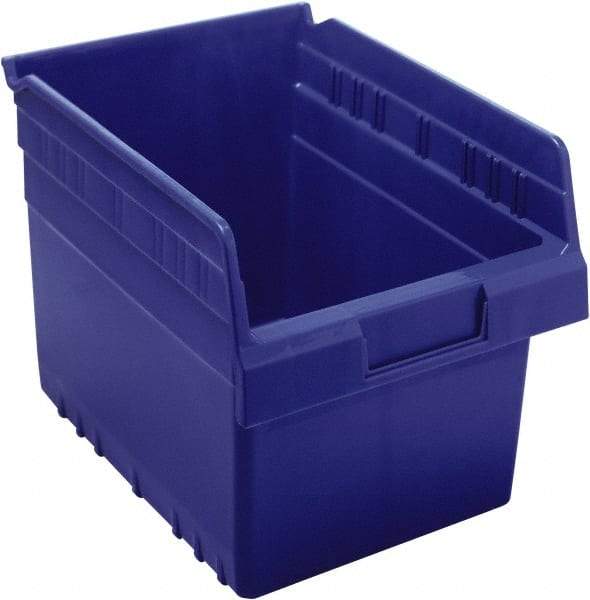Quantum Storage - 11-5/8" Deep, Blue Polypropylene Hopper Shelf Bin - 8" High x 8-3/8" Wide x 11-5/8" Long - Eagle Tool & Supply