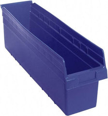 Quantum Storage - 23-5/8" Deep, Blue Polypropylene Hopper Shelf Bin - 8" High x 6-5/8" Wide x 23-5/8" Long - Eagle Tool & Supply