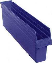 Quantum Storage - 23-5/8" Deep, Blue Polypropylene Hopper Shelf Bin - 8" High x 4-3/8" Wide x 23-5/8" Long - Eagle Tool & Supply