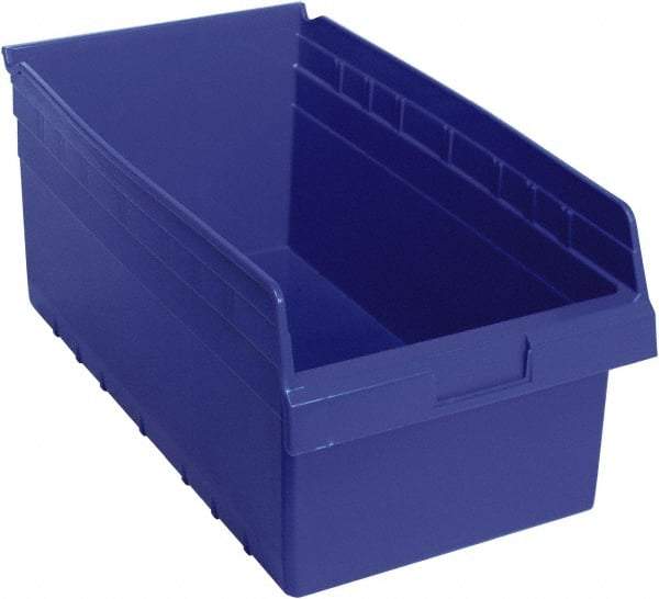 Quantum Storage - 17-7/8" Deep, Blue Polypropylene Hopper Shelf Bin - 8" High x 11-1/8" Wide x 17-7/8" Long - Eagle Tool & Supply