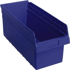 Quantum Storage - 17-7/8" Deep, Blue Polypropylene Hopper Shelf Bin - 8" High x 8-3/8" Wide x 17-7/8" Long - Eagle Tool & Supply