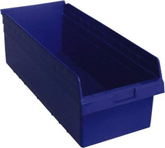 Quantum Storage - 23-5/8" Deep, Blue Polypropylene Hopper Shelf Bin - 8" High x 11-1/8" Wide x 23-5/8" Long - Eagle Tool & Supply