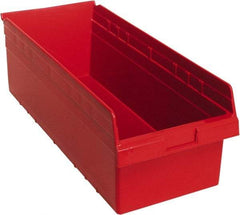 Quantum Storage - 23-5/8" Deep, Red Polypropylene Hopper Shelf Bin - 8" High x 11-1/8" Wide x 23-5/8" Long - Eagle Tool & Supply