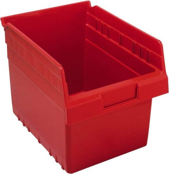 Quantum Storage - 11-5/8" Deep, Red Polypropylene Hopper Shelf Bin - 8" High x 8-3/8" Wide x 11-5/8" Long - Eagle Tool & Supply