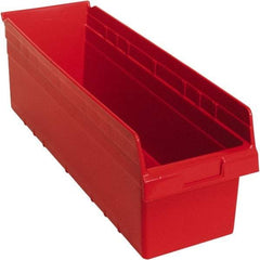 Quantum Storage - 23-5/8" Deep, Red Polypropylene Hopper Shelf Bin - 8" High x 8-3/8" Wide x 23-5/8" Long - Eagle Tool & Supply