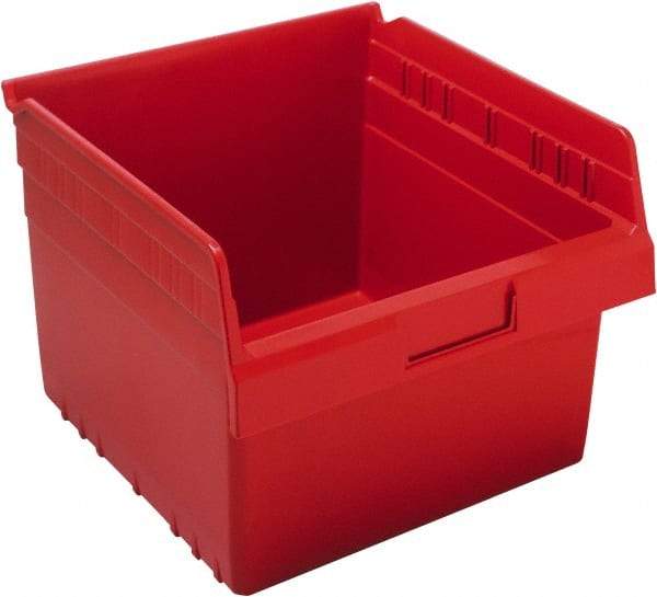 Quantum Storage - 11-5/8" Deep, Red Polypropylene Hopper Shelf Bin - 8" High x 11-1/8" Wide x 11-5/8" Long - Eagle Tool & Supply