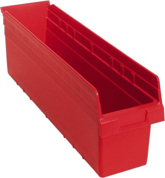 Quantum Storage - 23-5/8" Deep, Red Polypropylene Hopper Shelf Bin - 8" High x 6-5/8" Wide x 23-5/8" Long - Eagle Tool & Supply