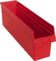 Quantum Storage - 23-5/8" Deep, Red Polypropylene Hopper Shelf Bin - 8" High x 6-5/8" Wide x 23-5/8" Long - Eagle Tool & Supply