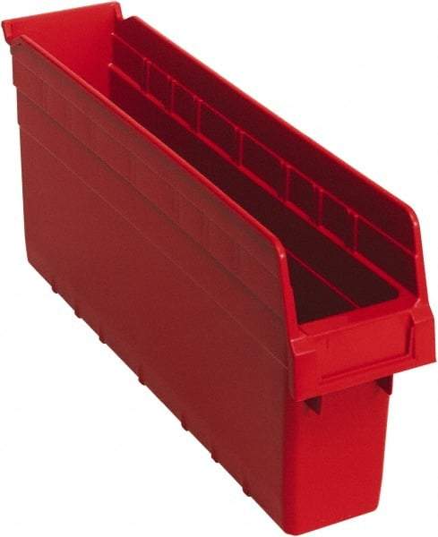 Quantum Storage - 17-7/8" Deep, Red Polypropylene Hopper Shelf Bin - 8" High x 4-3/8" Wide x 17-7/8" Long - Eagle Tool & Supply