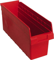 Quantum Storage - 17-7/8" Deep, Red Polypropylene Hopper Shelf Bin - 8" High x 6-5/8" Wide x 17-7/8" Long - Eagle Tool & Supply