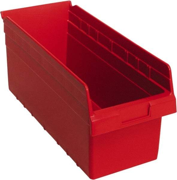 Quantum Storage - 17-7/8" Deep, Red Polypropylene Hopper Shelf Bin - 8" High x 8-3/8" Wide x 17-7/8" Long - Eagle Tool & Supply