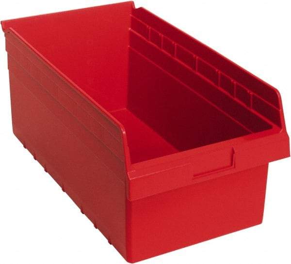 Quantum Storage - 17-7/8" Deep, Red Polypropylene Hopper Shelf Bin - 8" High x 11-1/8" Wide x 17-7/8" Long - Eagle Tool & Supply