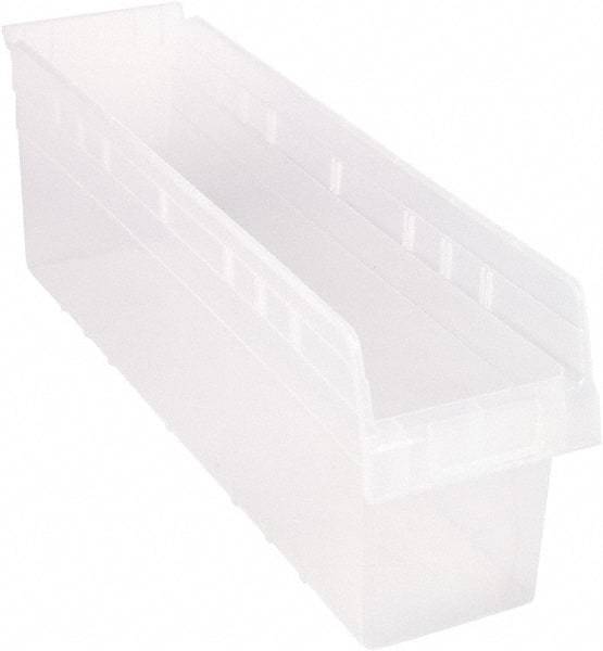 Quantum Storage - 23-5/8" Deep, Clear Polypropylene Hopper Shelf Bin - 8" High x 6-5/8" Wide x 23-5/8" Long - Eagle Tool & Supply