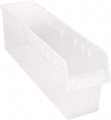 Quantum Storage - 23-5/8" Deep, Clear Polypropylene Hopper Shelf Bin - 8" High x 6-5/8" Wide x 23-5/8" Long - Eagle Tool & Supply