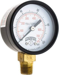 Winters - 2" Dial, 1/4 Thread, 0-100 Scale Range, Pressure Gauge - Lower Connection Mount, Accurate to 3-2-3% of Scale - Eagle Tool & Supply
