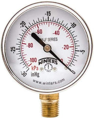Winters - 2-1/2" Dial, 1/4 Thread, 30" HG Vac Scale Range, Pressure Gauge - Lower Connection Mount, Accurate to 3-2-3% of Scale - Eagle Tool & Supply