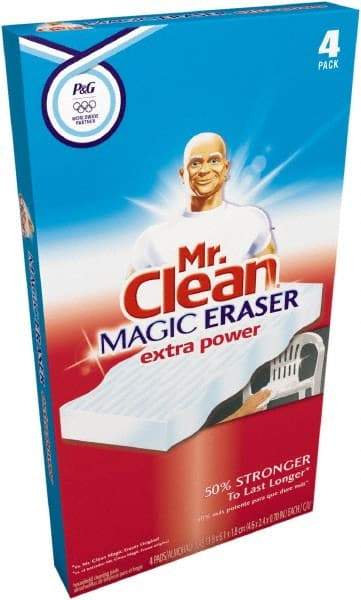 Mr. Clean - 2.4" Long x 4.6" Wide x 0.7" Thick Eraser - Heavy-Duty, White - Eagle Tool & Supply