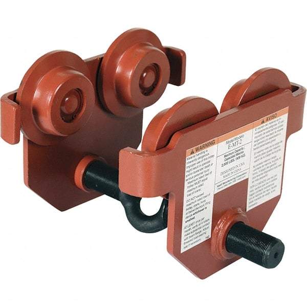 Vestil - 1 Ton Capacity Low Profile Manual Trolley - 2-1/2" to 10-1/8" Flange Width - Eagle Tool & Supply