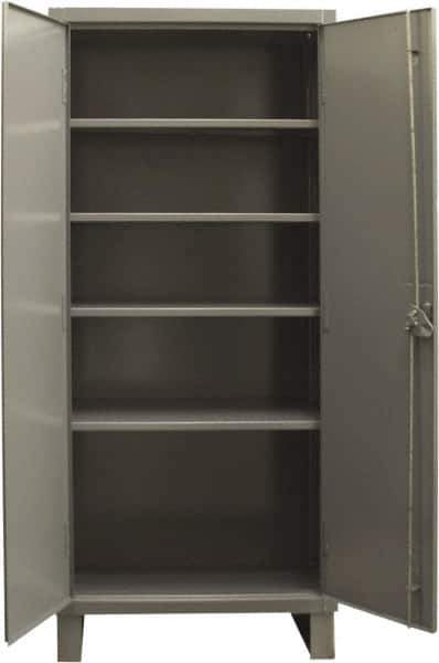 Durham - 4 Shelf Locking Storage Cabinet - Steel, 36" Wide x 18" Deep x 78" High, Gray - Eagle Tool & Supply