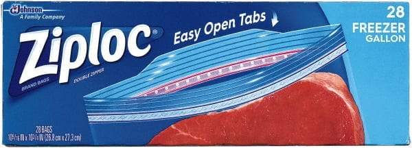 Ziploc - 30 Piece, 1 Gallon Capacity, 9.6 Inch Wide x 12.1 Inch High, Ziploc Freezer Bag - 9 Pack, 2.7 mil Thick, Plastic - Eagle Tool & Supply