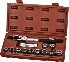 Paramount - 13 Piece 3/4" Drive Deep Well Socket Set - 12 Points, 10mm to 19mm Range, Metric Measurement Standard - Eagle Tool & Supply
