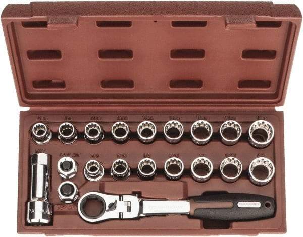 Paramount - 20 Piece 3/4" Drive Deep Well Socket Set - 12 Points, 3/8" to 3/4" (10mm to 19mm) Range, Inch/Metric Measurement Standard - Eagle Tool & Supply
