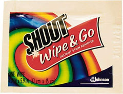 Shout - Pre-Moistened General Purpose Wipes - Packet, 4-3/4" x 5-7/8" Sheet Size, White - Eagle Tool & Supply