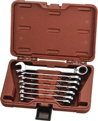 Paramount - 7 Piece, 10mm to 18mm, 12 Point Reversible Ratcheting Combination Wrench Set - Metric Measurement Standard, Full Polish Chrome Finish, Comes in Blow Molded Case - Eagle Tool & Supply