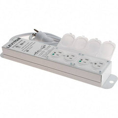 Leviton - 4 Outlets, 125 VAC15 Amps, 7' Cord, Standard Power Outlet Strip - Wall/Surface Mount, 5-20 NEMA Configuration, 1' Strip, UL 60601-1 - Eagle Tool & Supply