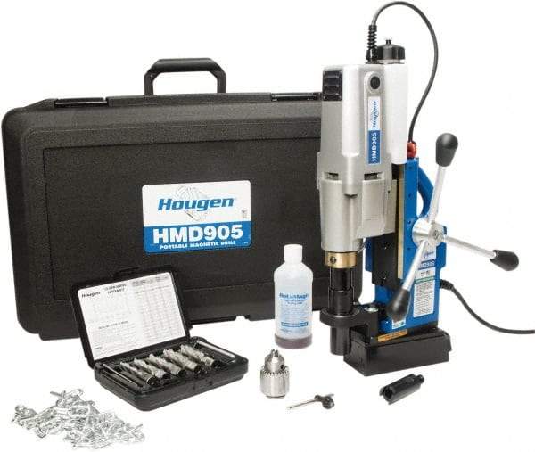 Hougen - 2" Travel, Portable Magnetic Drill Press - 250 & 450 RPM, 9 Amps, 1.5 hp, 1035 Watts - Eagle Tool & Supply