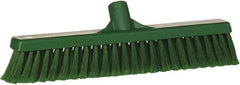 Vikan - 16" Fine Particle Synthetic Push Broom - 2" Bristle Length, Plastic Block, European Threaded Handle Connection - Eagle Tool & Supply