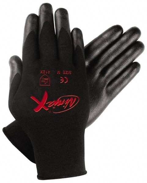MCR Safety - Size M (8) Nitrile Coated Nylon General Protection Work Gloves - For General Purpose, Palm & Fingers Coated, Knit Wrist Cuff, Full Fingered, Black, Paired - Eagle Tool & Supply