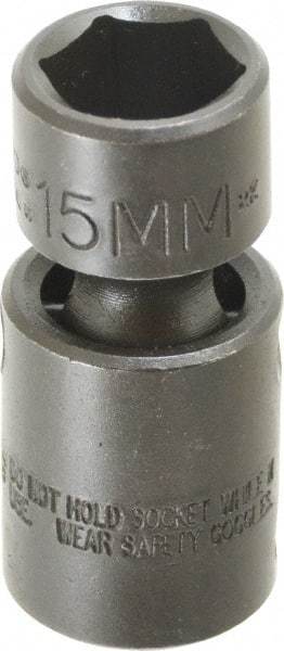 Proto - 3/8" Drive 15mm Standard Universal Impact Socket - 6 Points, 2-3/32" OAL - Eagle Tool & Supply