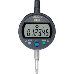 Mitutoyo - 0 to 1/2" Range, 0.00005" Graduation, Electronic Drop Inidicator - Flat Back, 0.00012" Accuracy, LCD Display, Inch & Metric - Eagle Tool & Supply