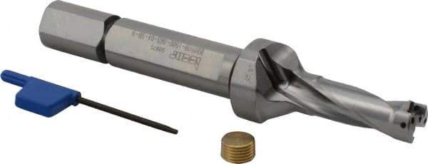 Iscar - 1-1/2" Max Drill Depth, 3xD, 1/2" Diam, Indexable Insert Drill - 2 Inserts, 5/8" Shank Diam, Straight Shank - Eagle Tool & Supply