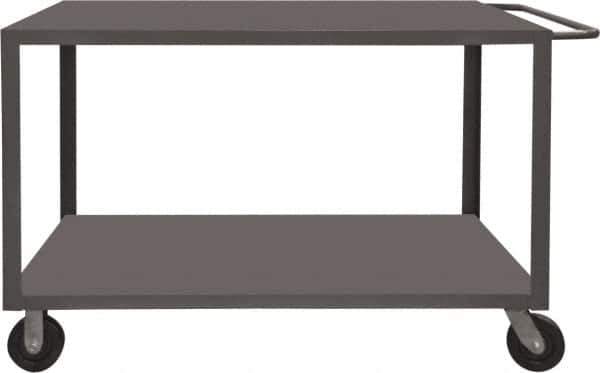Durham - 4,000 Lb Capacity, 36" Wide x 48" Long x 37-1/2" High Heavy Duty Service Cart - 2 Shelf, Steel, 2 Rigid/2 Swivel Casters - Eagle Tool & Supply