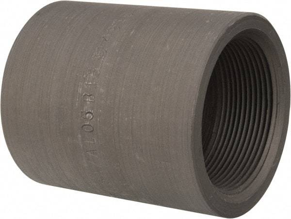 Made in USA - Size 2 x 1-1/2", Class 3,000, Forged Carbon Steel Black Pipe Reducing Coupling - 3,000 psi, Threaded End Connection - Eagle Tool & Supply