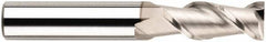 SGS - 3/8", 2-1/2" LOC, 3/8" Shank Diam, 4-1/4" OAL, 2 Flute, Solid Carbide Square End Mill - Single End, Uncoated, Spiral Flute, 45° Helix, Centercutting, Right Hand Cut, Right Hand Flute, Series 44 - Eagle Tool & Supply