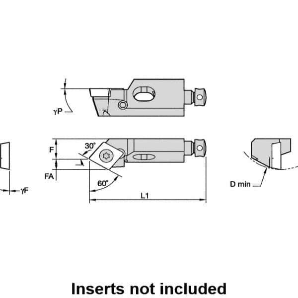 Kennametal - Series Screw-On, Left Hand, SCTP Toolholder Compatibility, CP.. Insert Compatibility, Indexable Turning Cartridge - Screw Holding Method, 32mm OAL x 7mm OAW x 11mm OAH - Eagle Tool & Supply