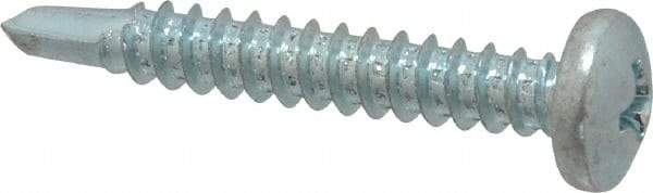 Value Collection - #10, Pan Head, Phillips Drive, 1-1/4" Length Under Head, #3 Point, Self Drilling Screw - Grade 1016-1024 Steel, Zinc-Plated Finish - Eagle Tool & Supply