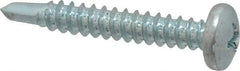 Value Collection - #10, Pan Head, Phillips Drive, 1-1/4" Length Under Head, #3 Point, Self Drilling Screw - Grade 1016-1024 Steel, Zinc-Plated Finish - Eagle Tool & Supply