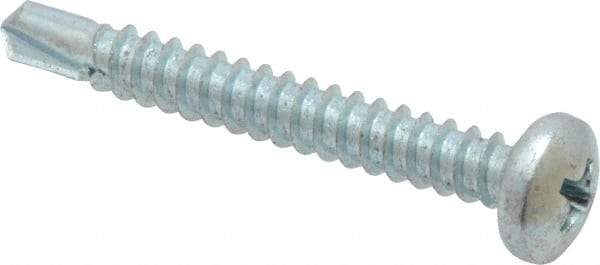 Value Collection - #10, Pan Head, Phillips Drive, 1-1/2" Length Under Head, #2 Point, Self Drilling Screw - Grade 1016-1024 Steel, Zinc-Plated Finish - Eagle Tool & Supply