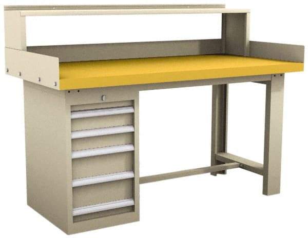 Value Collection - 5 Drawer, Modular Workstation - 5,400 Lb Capacity, Plastic Laminate Top, Tan, 30" Wide x 32" High x 72" Long - Eagle Tool & Supply
