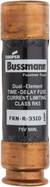 Cooper Bussmann - 125 VDC, 250 VAC, 35 Amp, Time Delay General Purpose Fuse - Fuse Holder Mount, 76.2mm OAL, 20 at DC, 200 (RMS) kA Rating, 20.6mm Diam - Eagle Tool & Supply