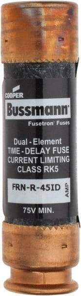 Cooper Bussmann - 125 VDC, 250 VAC, 45 Amp, Time Delay General Purpose Fuse - Fuse Holder Mount, 76.2mm OAL, 20 at DC, 200 (RMS) kA Rating, 20.6mm Diam - Eagle Tool & Supply