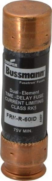 Cooper Bussmann - 125 VDC, 250 VAC, 60 Amp, Time Delay General Purpose Fuse - Fuse Holder Mount, 76.2mm OAL, 20 at DC, 200 (RMS) kA Rating, 20.6mm Diam - Eagle Tool & Supply