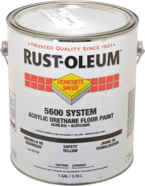 Rust-Oleum - 1 Gal Can Satin Safety Yellow Floor Coating - <100 g/L VOC Content - Eagle Tool & Supply